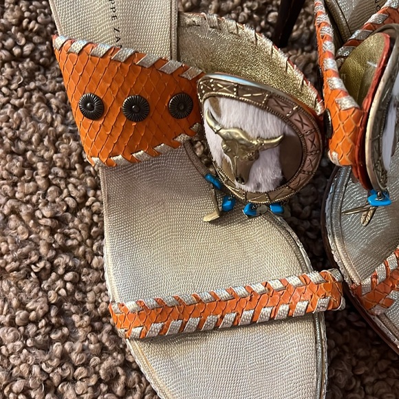 Giuseppe Zanotti Orange Woven Women's Sandals - Picture 4 of 10